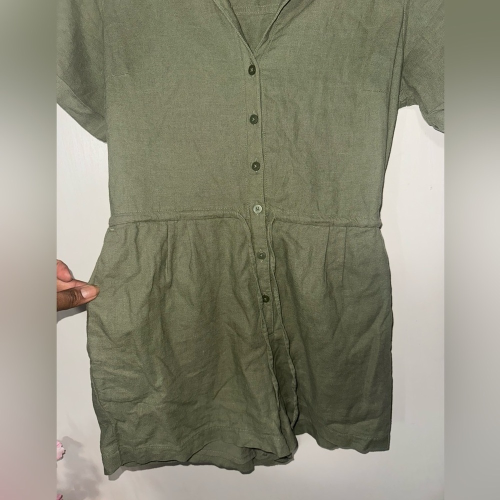 Abercrombie & Fitch Olive Green Button-Up Romper - Picture 4 of 7